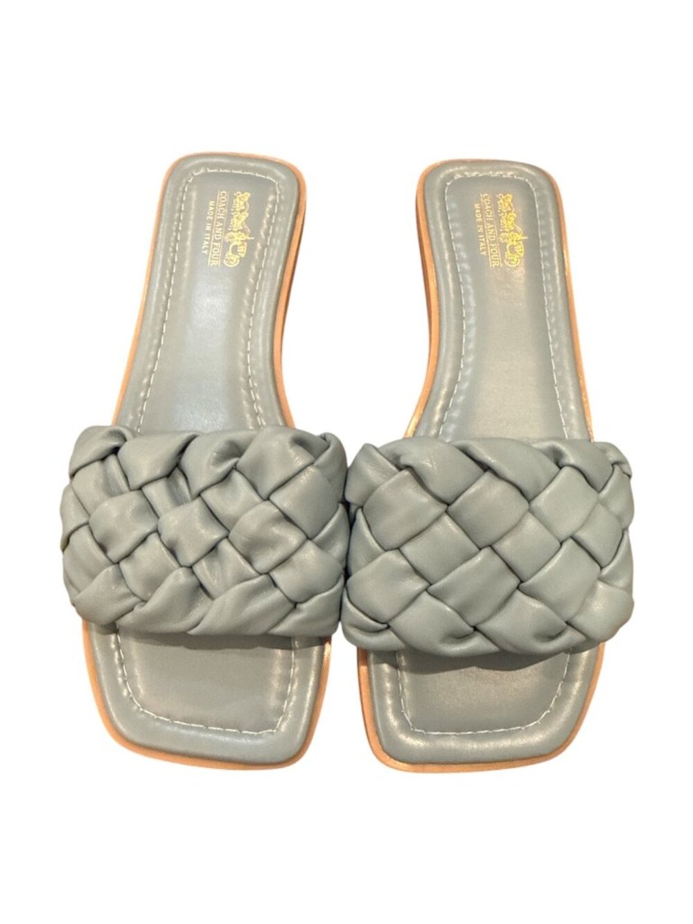 Coach And Four Womens Woven Slide Sandals Blue Size 11 M Made In Italy EUC